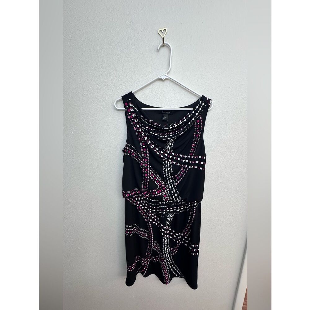 NWT White House Black Market Black Sleeveless Midi w/ Geometric Print -Size 12